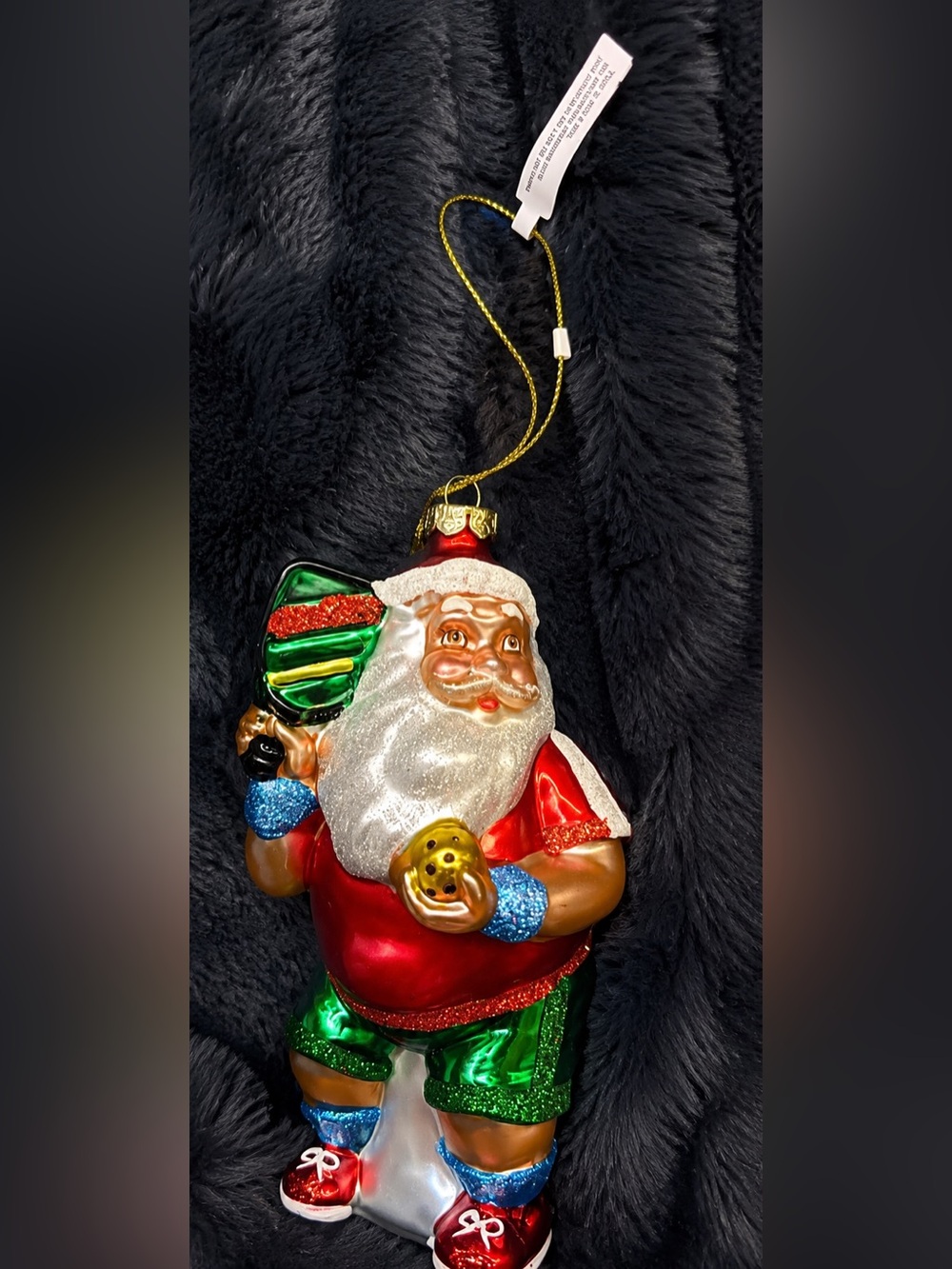 Pickleball Santa Christmas Glass Ornament Funny Cute Sport Gag Gift Festive